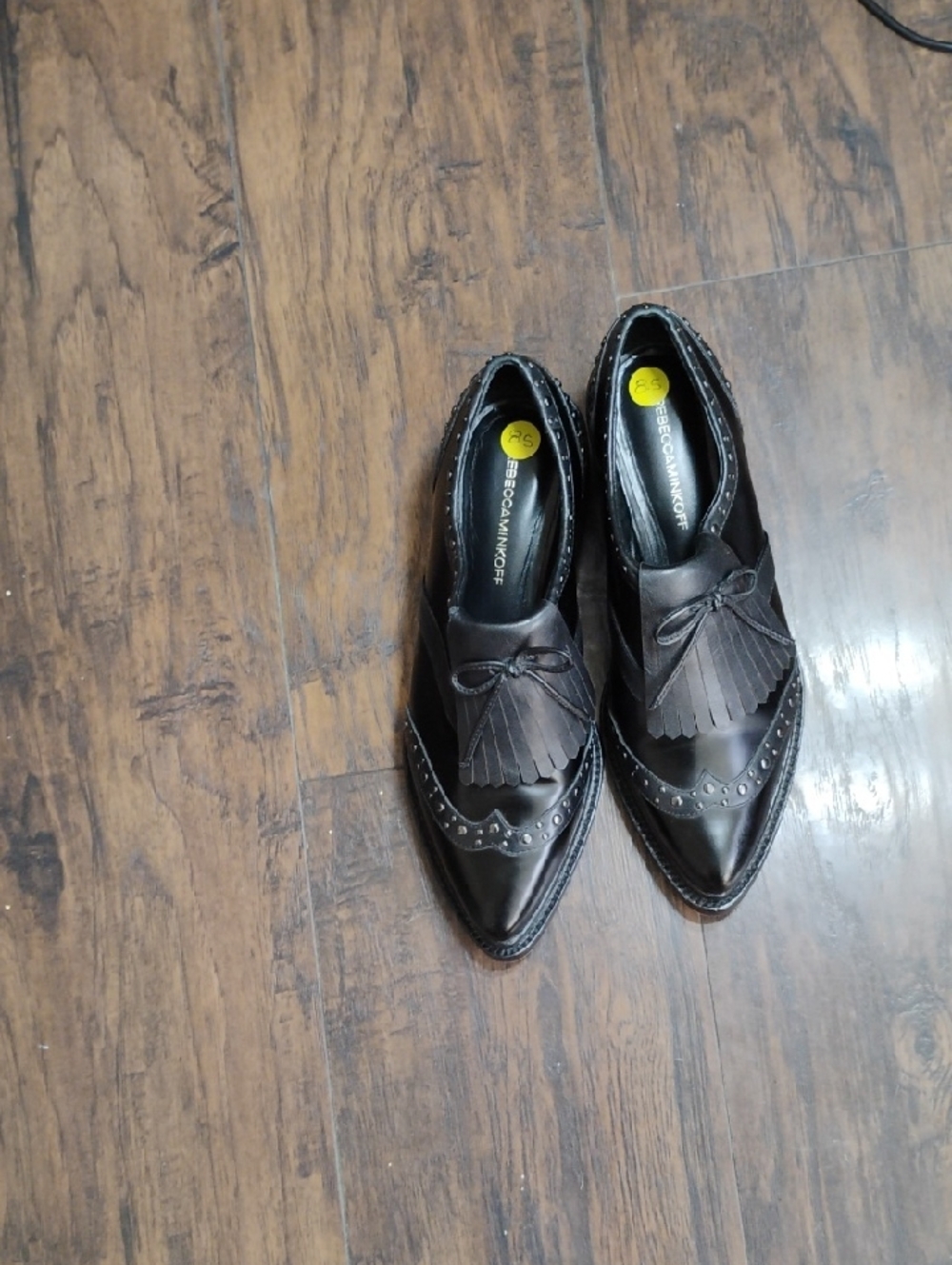 Francesco Biasia Black Leather Kiltie Wingtip Slip-On Loafers